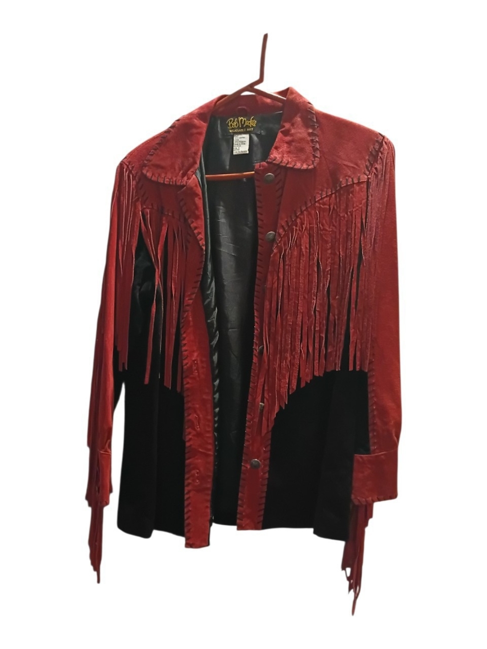 Bob Mackie Red Suede Fringe Jacket